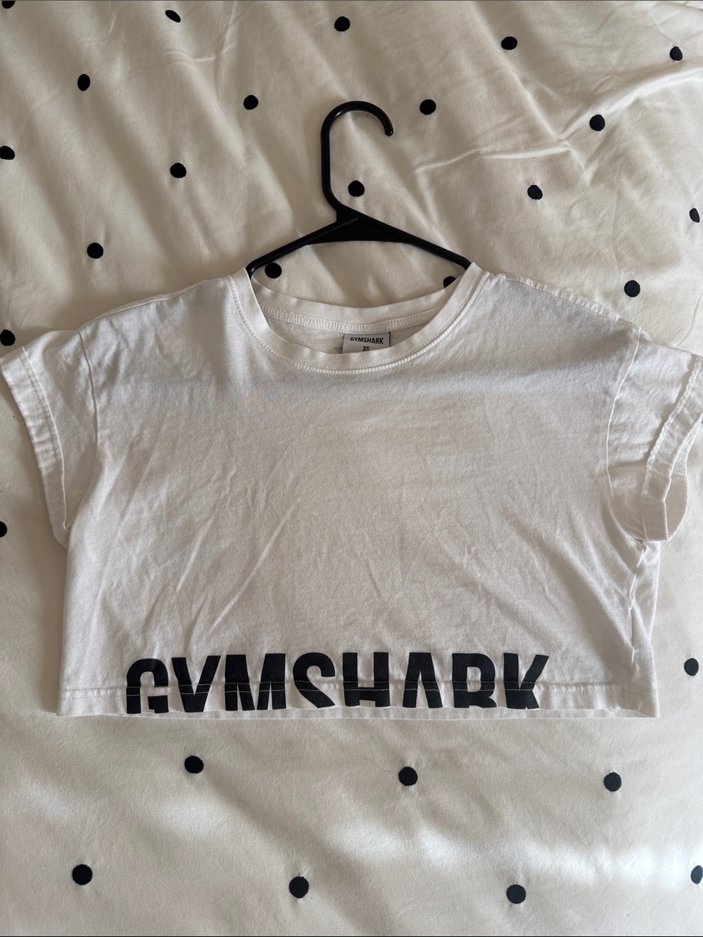 Gymshark White Cropped Tee with Black Logo
